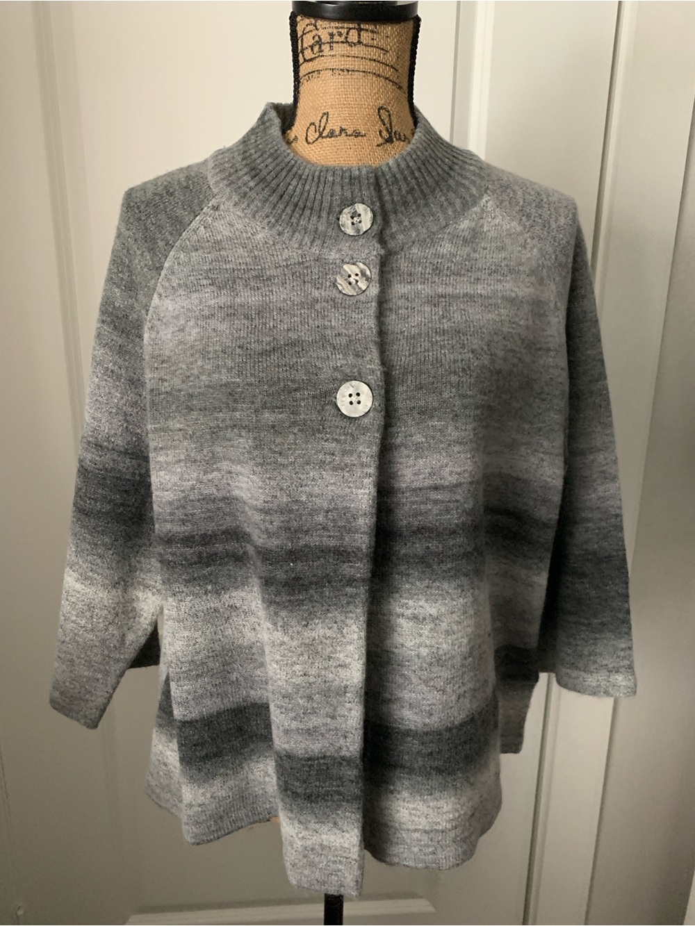 Croft & Barrow Gray Mockneck Cardigan Sweater Size XL
